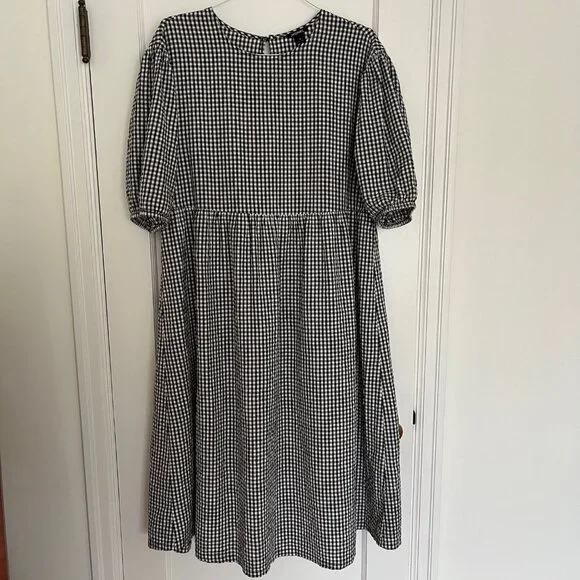 Monki Black and White Gingham Dress | Size Medium - Picture 3 of 10